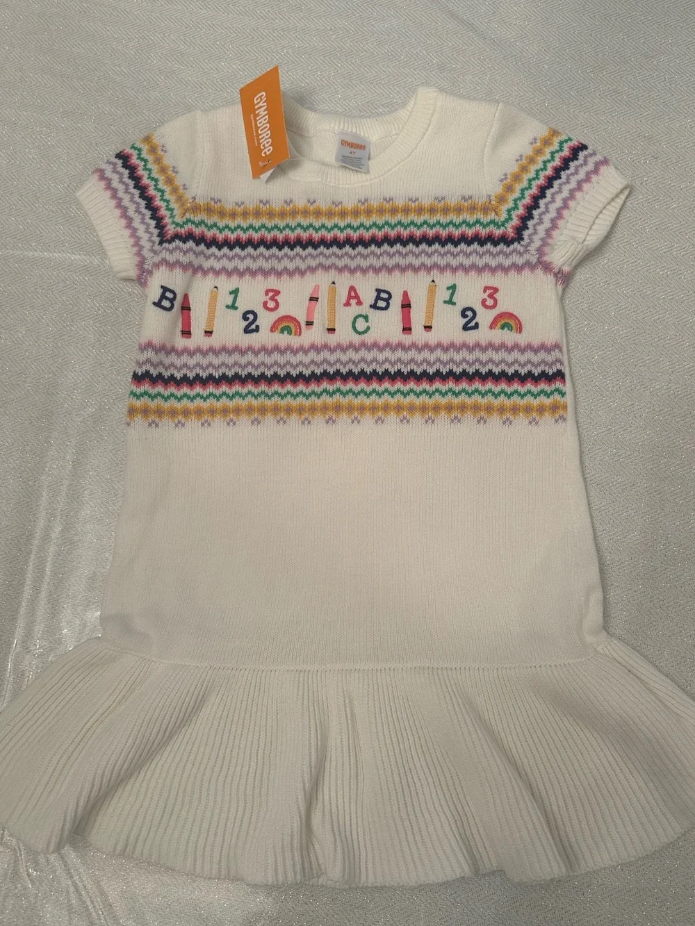 Toddler Girl 4T Gymboree NWT Cream Knit Schoolhouse Dress